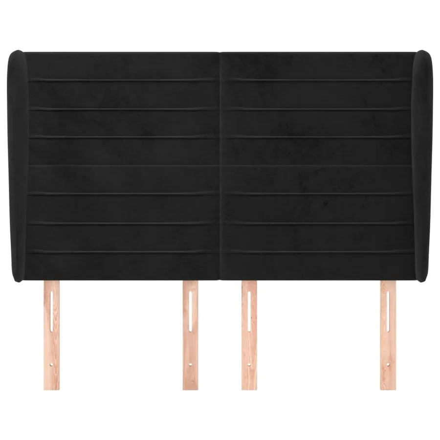 Tête de lit avec oreilles Noir 147x23x118/128 cm Velours - 3