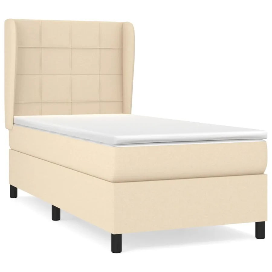 Sommier à lattes de lit et matelas Crème 90x190 cm Tissu - 2