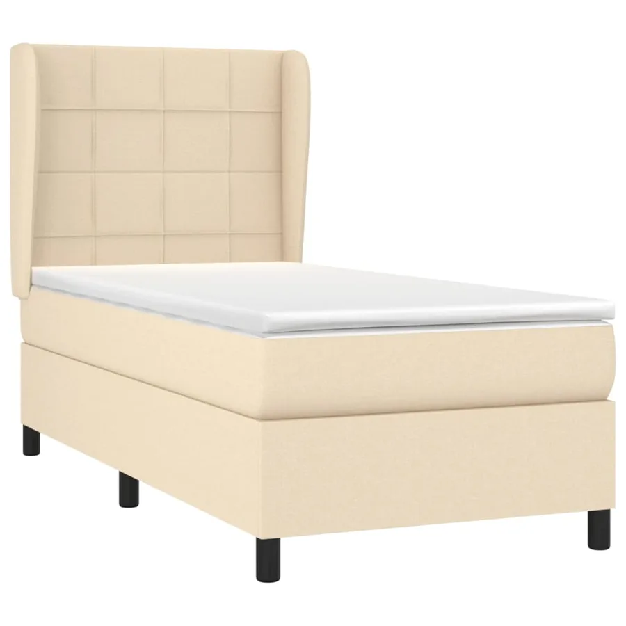 Sommier à lattes de lit et matelas Crème 90x190 cm Tissu - 3