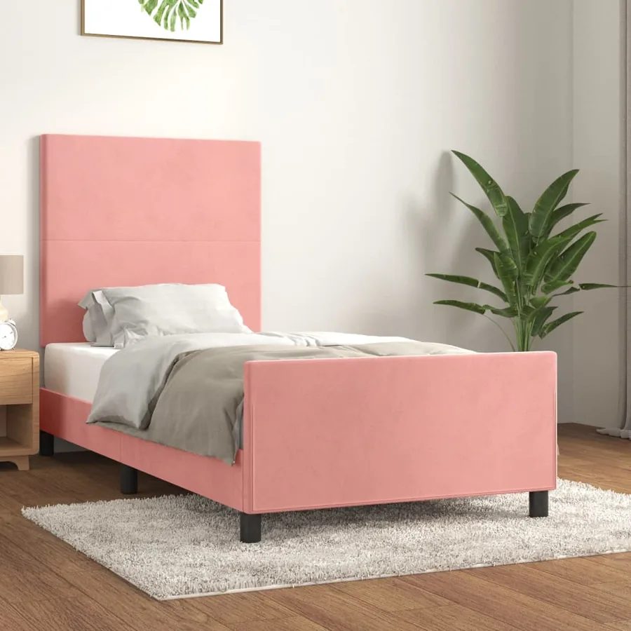 Cadre de lit sans matelas rose 90x190 cm velours