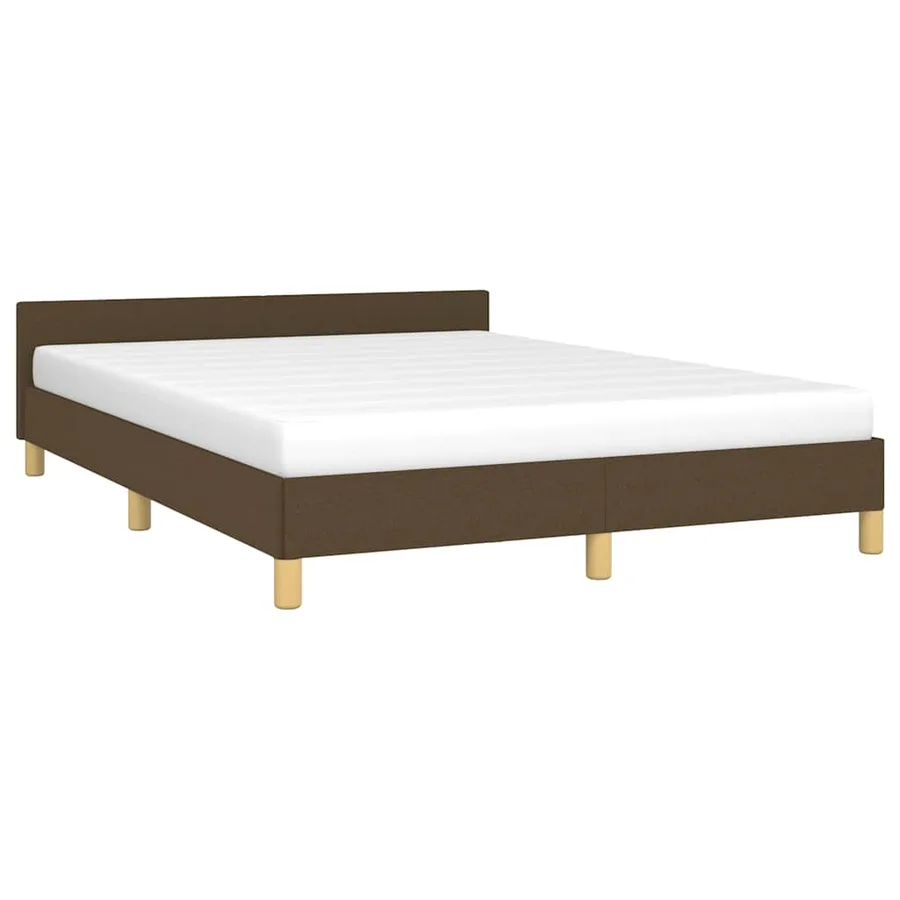 Cadre de lit sans matelas marron foncé 140x190 cm tissu - 3