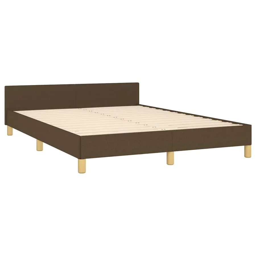 Cadre de lit sans matelas marron foncé 140x190 cm tissu - 4