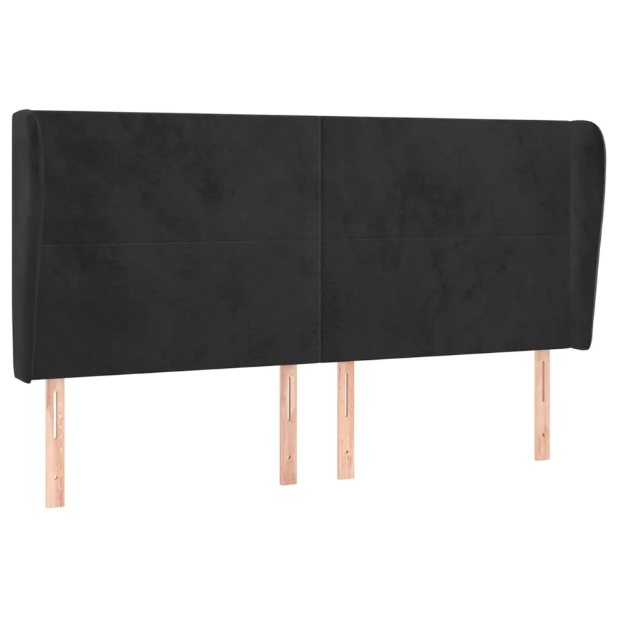 Tête de lit avec oreilles Noir 203x23x118/128 cm Velours - 2