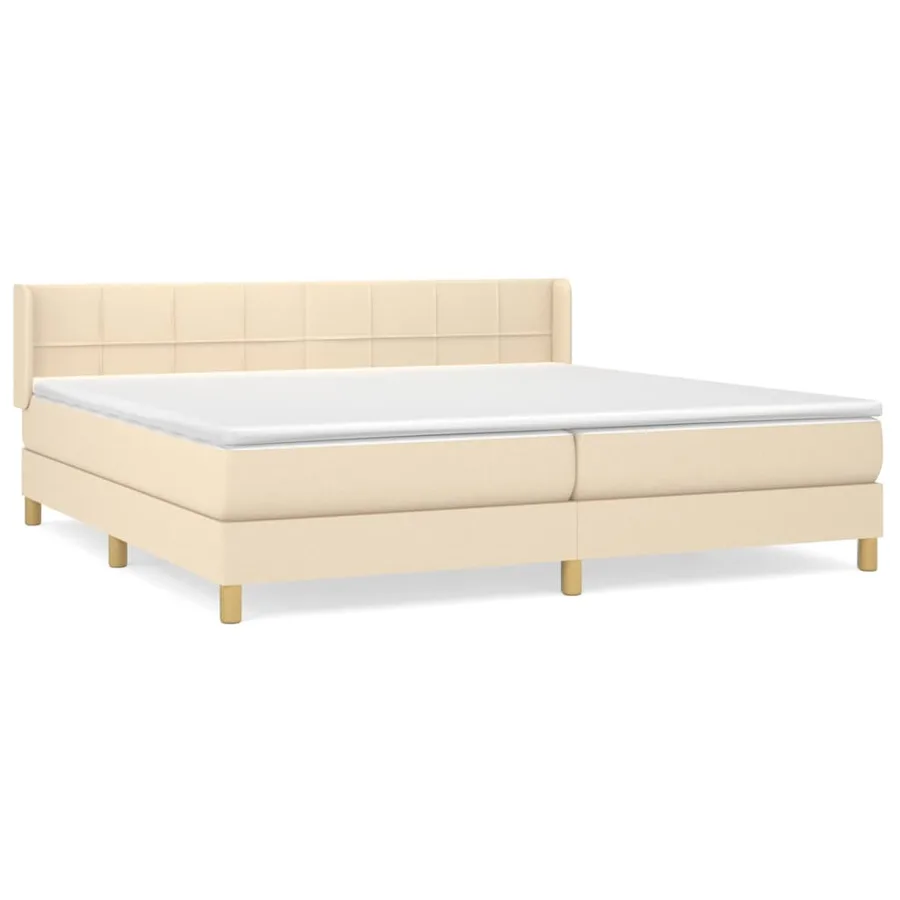 Sommier à lattes de lit avec matelas Crème 200x200 cm Tissu - 2