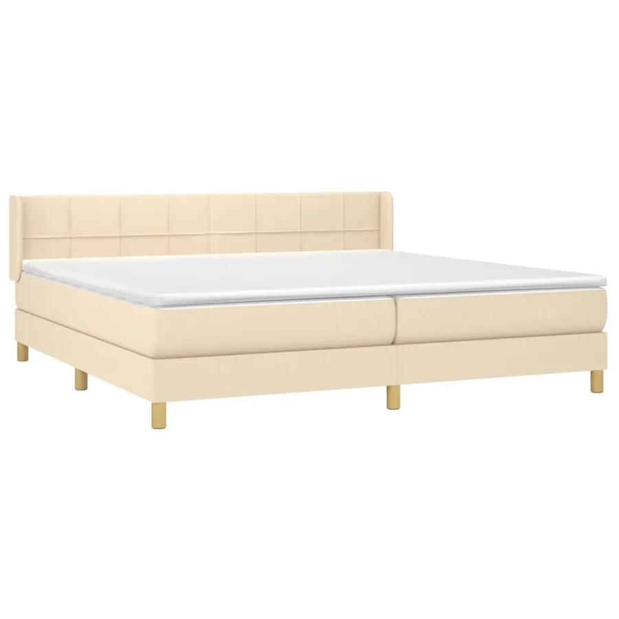Sommier à lattes de lit avec matelas Crème 200x200 cm Tissu - 3