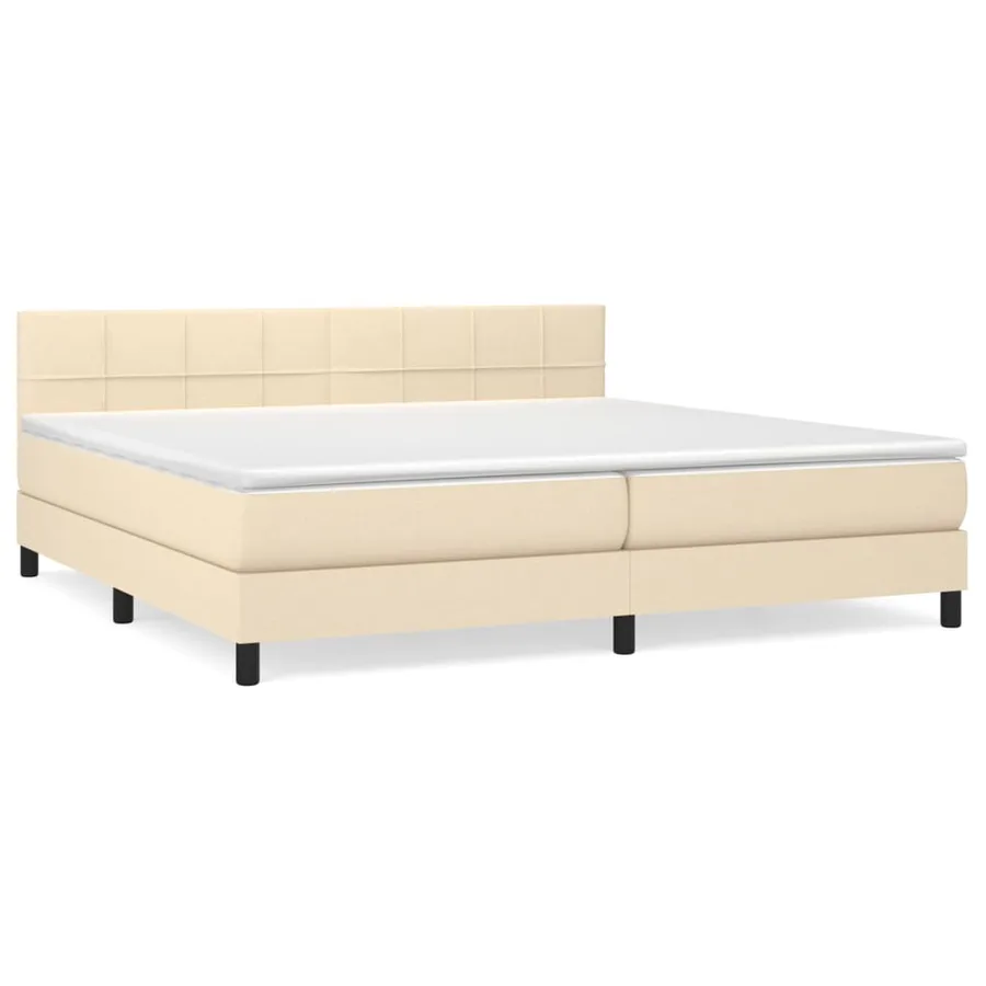 Sommier à lattes de lit avec matelas Crème 200x200 cm Tissu - 2