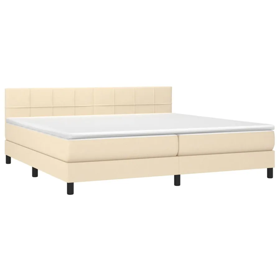 Sommier à lattes de lit avec matelas Crème 200x200 cm Tissu - 3