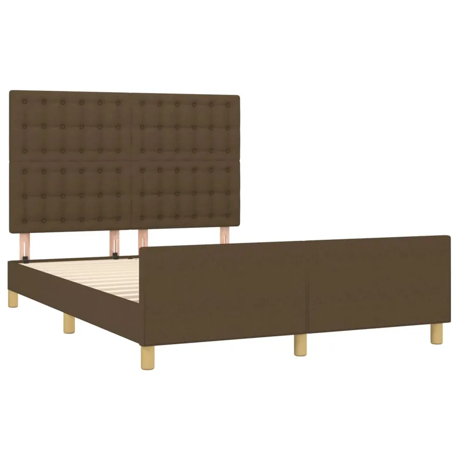 Cadre de lit sans matelas marron foncé 140x190 cm tissu - 4