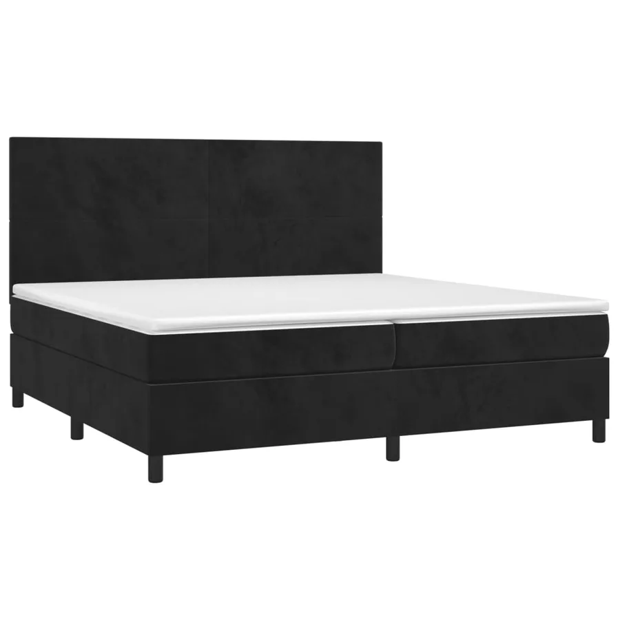 Sommier à lattes de lit et matelas Noir 200x200 cm Velours - 3