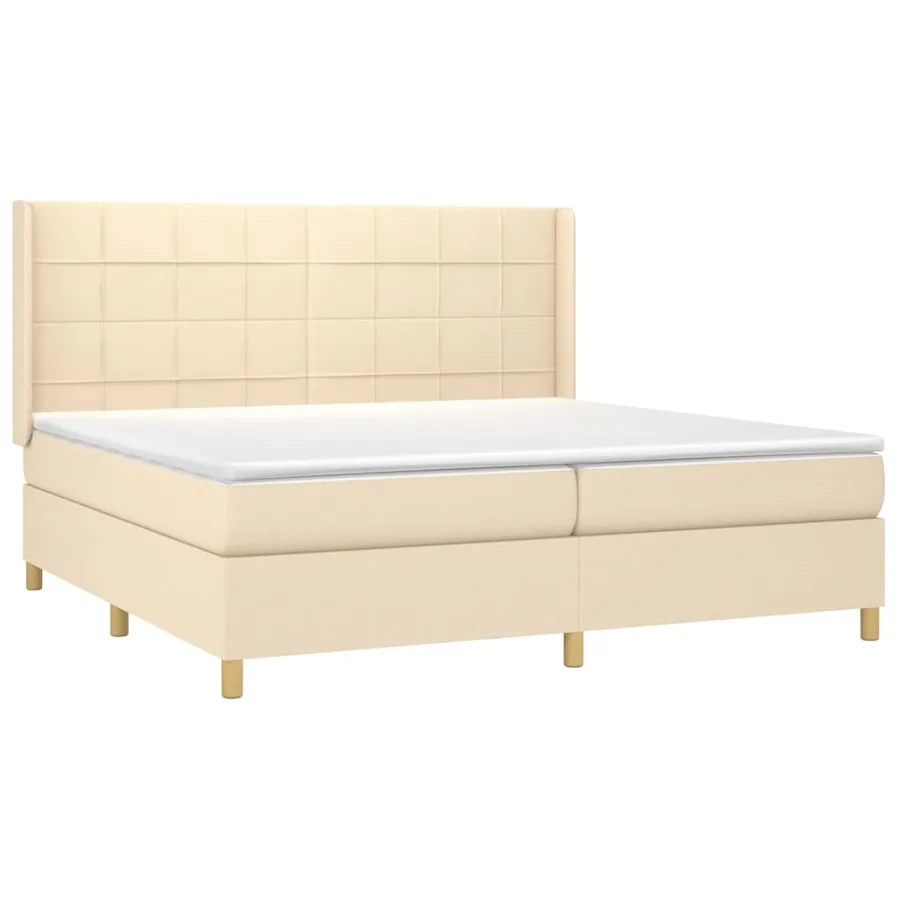 Sommier à lattes de lit avec matelas Crème 200x200 cm Tissu - 3