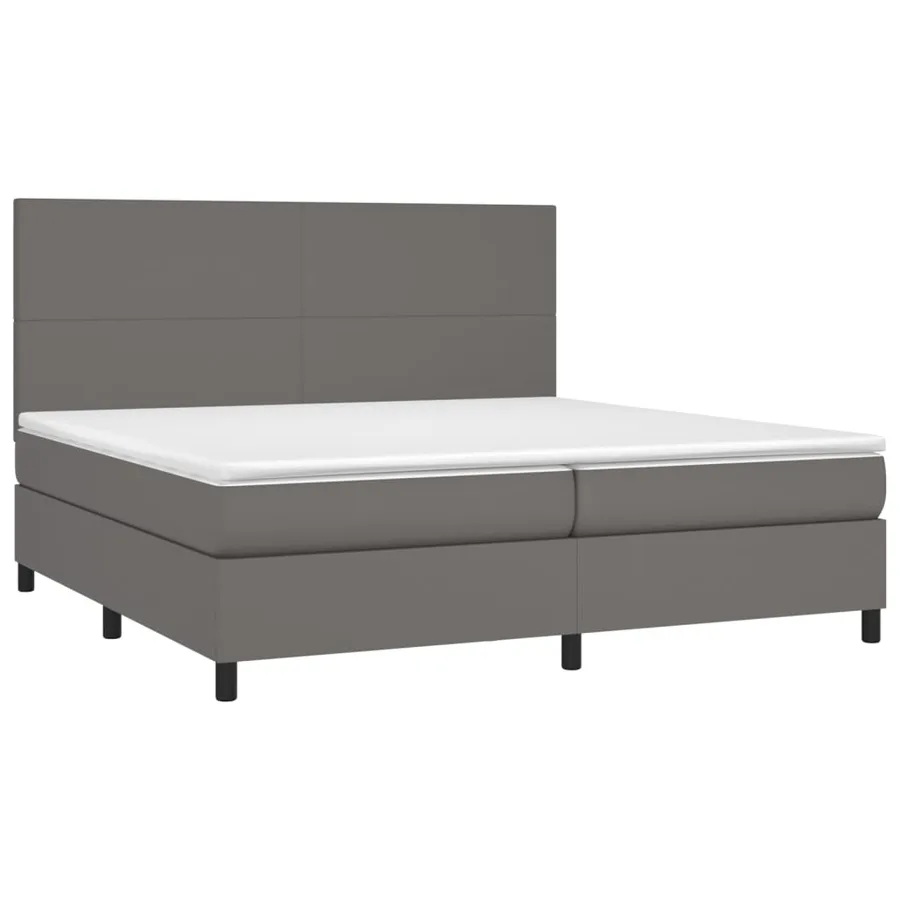 Sommier à lattes de lit avec matelas Gris 200x200 cm Similicuir - 3