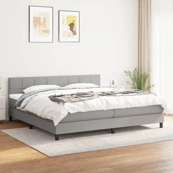 Sommier à lattes de lit avec matelas Gris clair 180x200cm Tissu