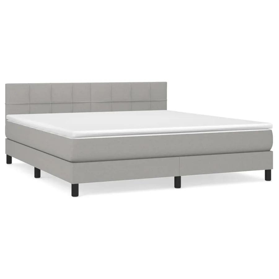 Sommier à lattes de lit avec matelas Gris clair 180x200cm Tissu - 2