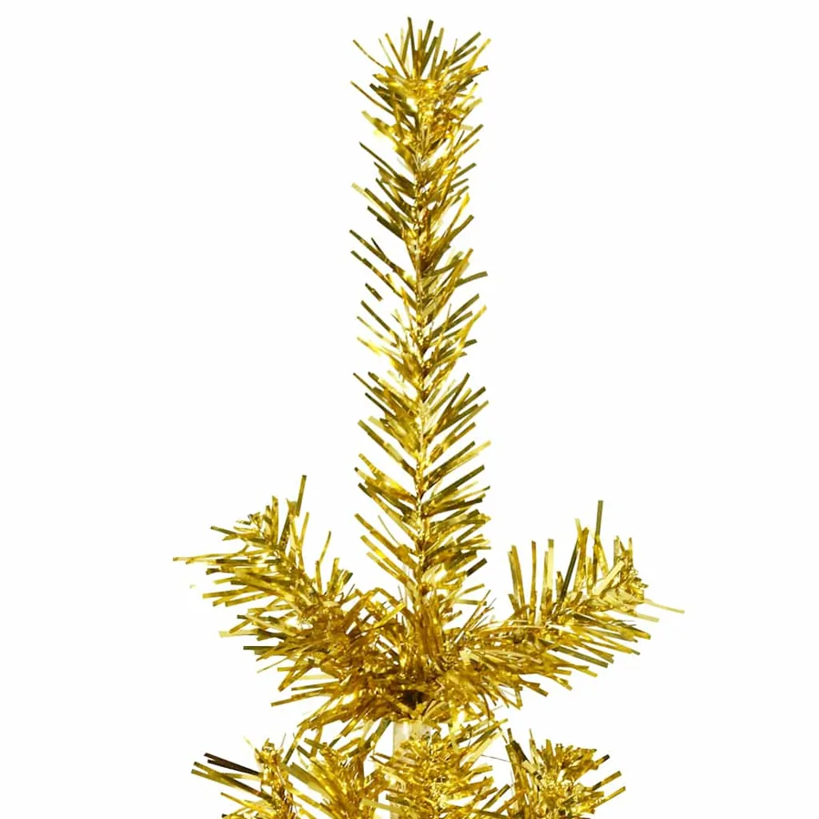 Demi sapin de Noël artificiel mince avec support Doré 210 cm - 4