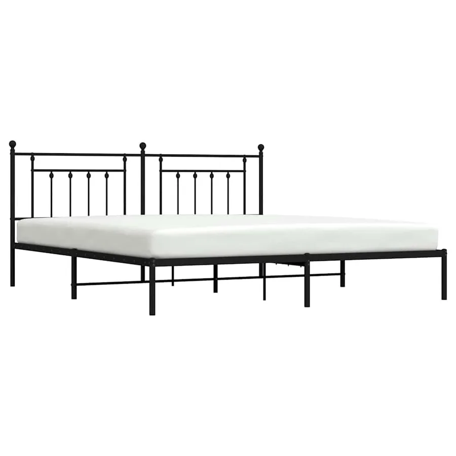 Cadre de lit métal sans matelas avec tête de lit noir 200x200cm - 5