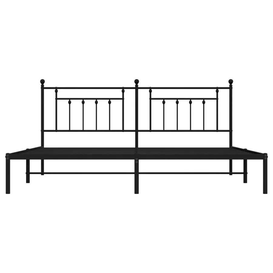 Cadre de lit métal sans matelas avec tête de lit noir 200x200cm - 6