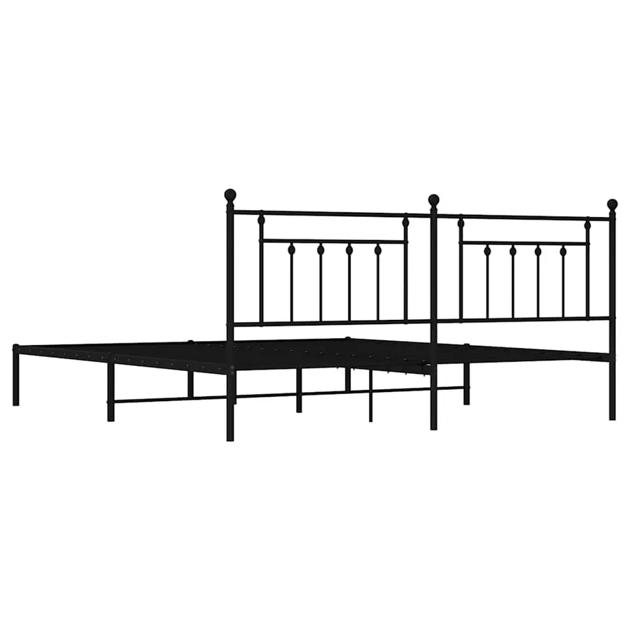 Cadre de lit métal sans matelas avec tête de lit noir 200x200cm - 8