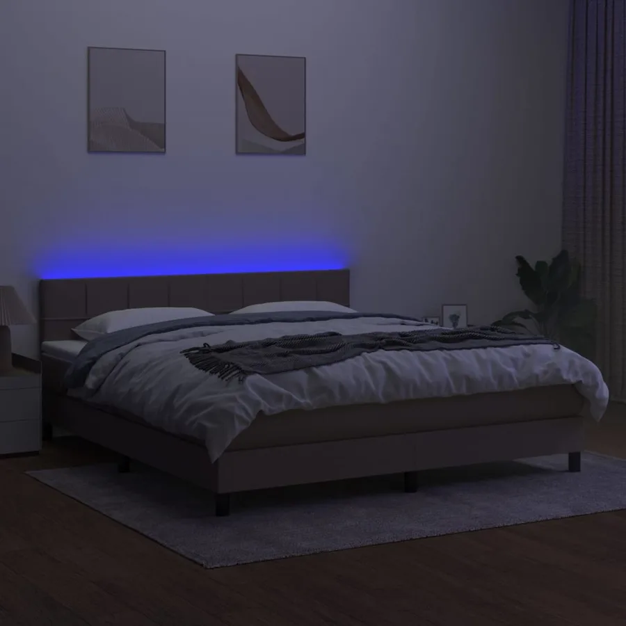 Sommier à lattes de lit avec matelas et LED Taupe 180x200 cm - 4