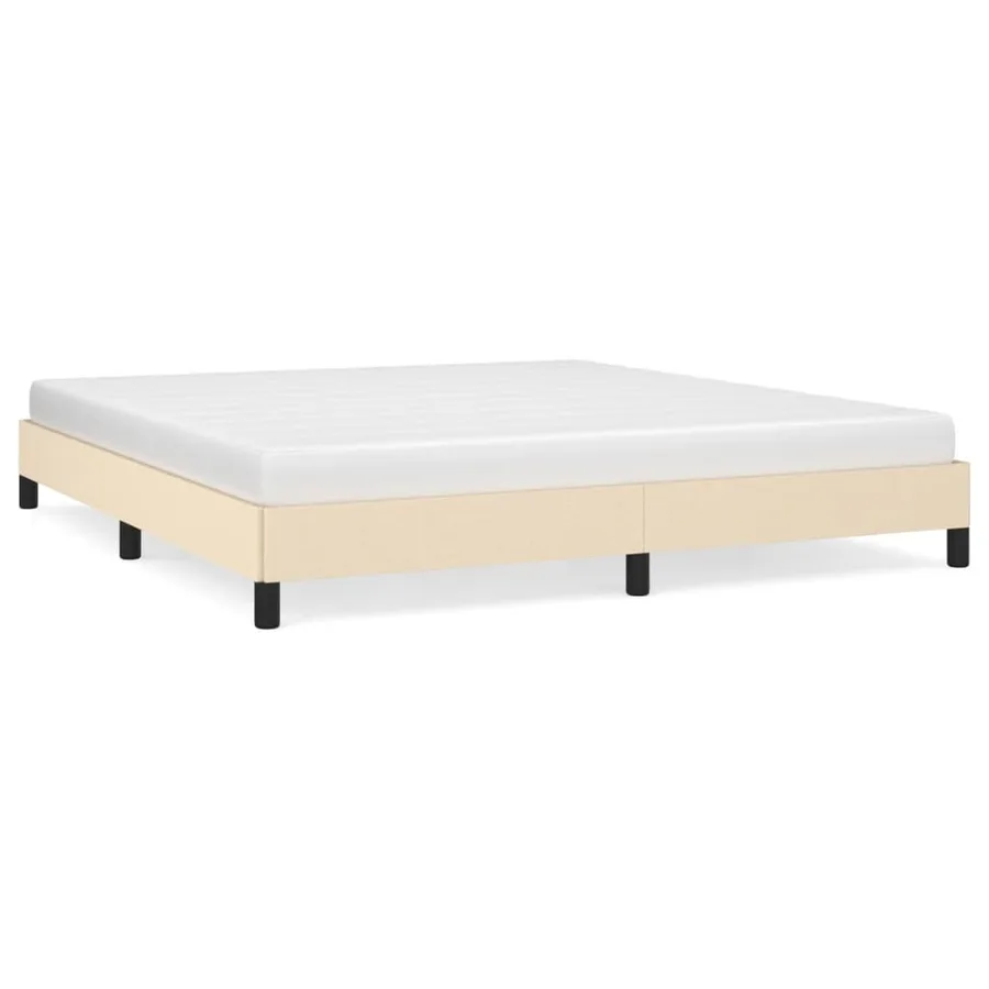 Cadre de lit sans matelas crème 160x200 cm tissu - 2