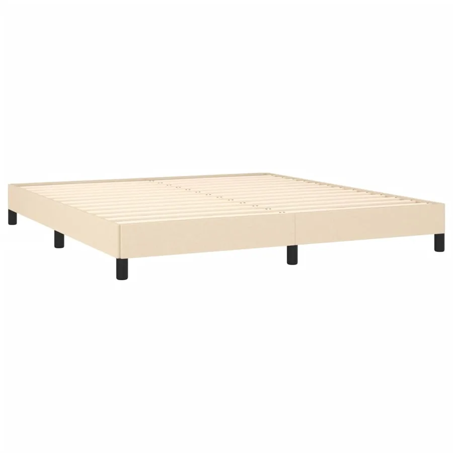 Cadre de lit sans matelas crème 160x200 cm tissu - 4