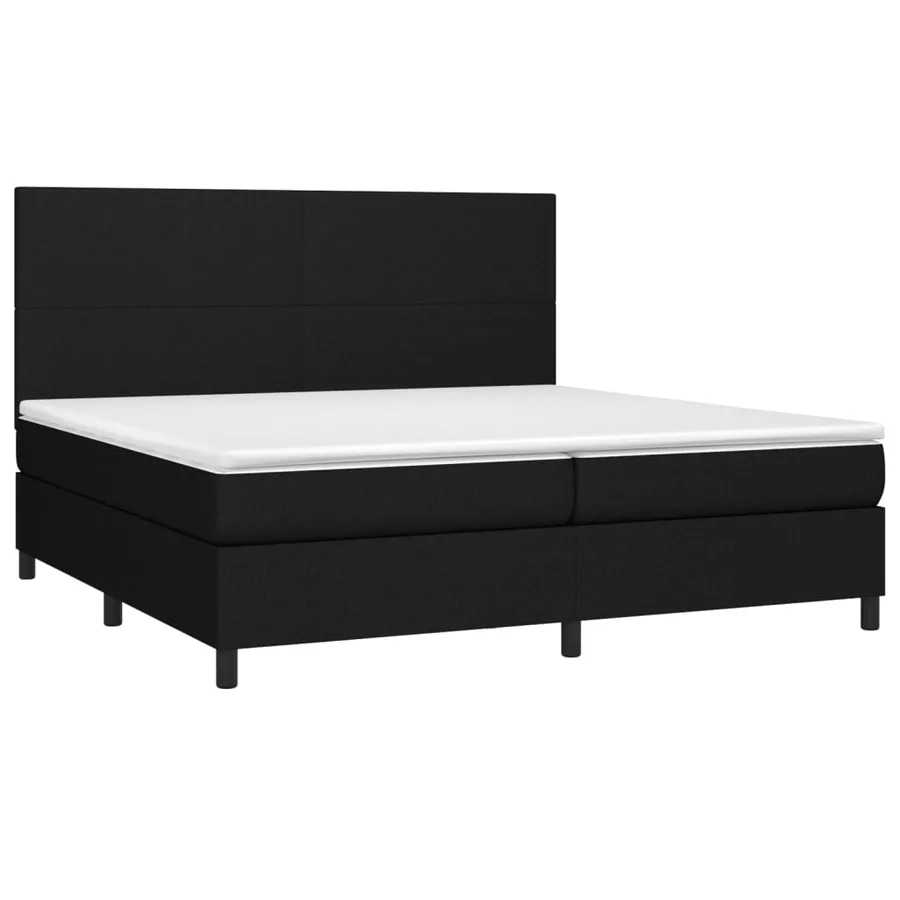 Sommier à lattes de lit avec matelas Noir 200x200 cm Tissu - 3