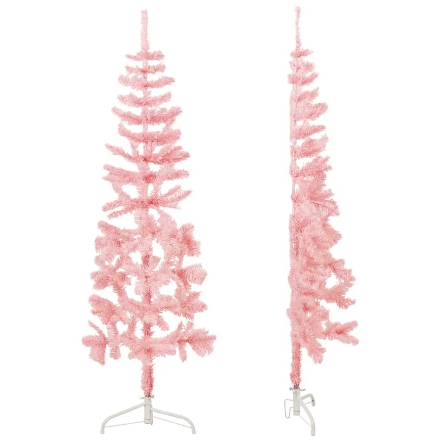 Demi sapin de Noël artificiel mince avec support Rose 180 cm - 4