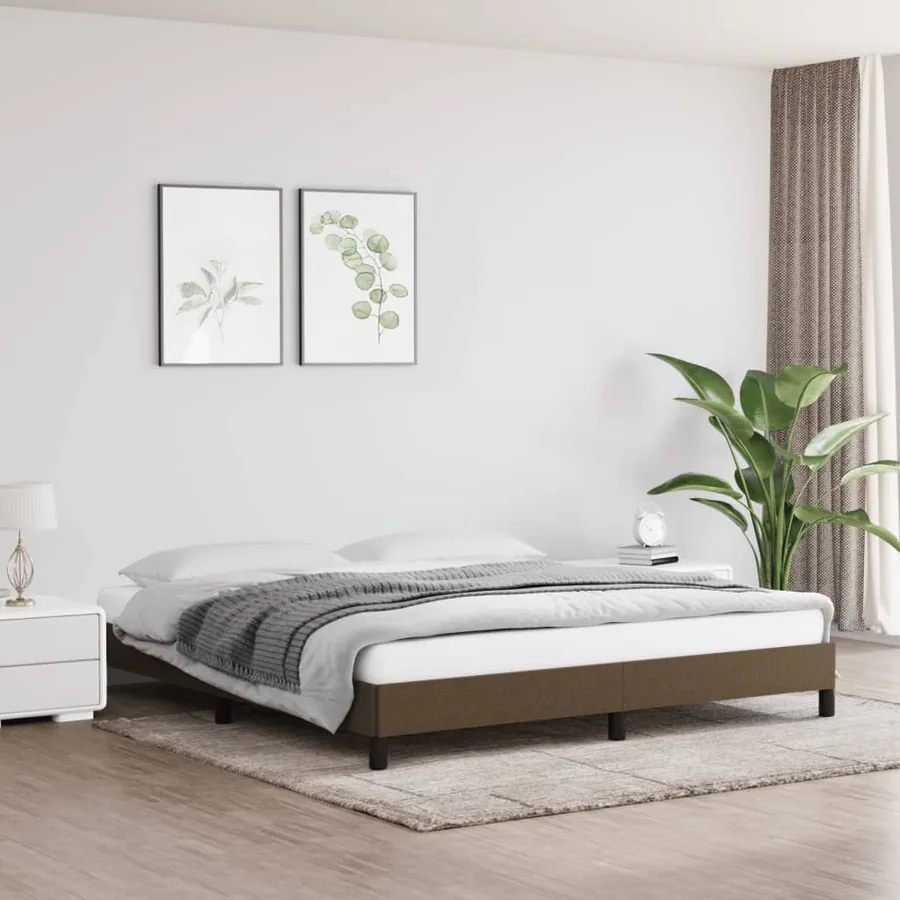 Cadre de lit sans matelas marron foncé 160x200 cm tissu