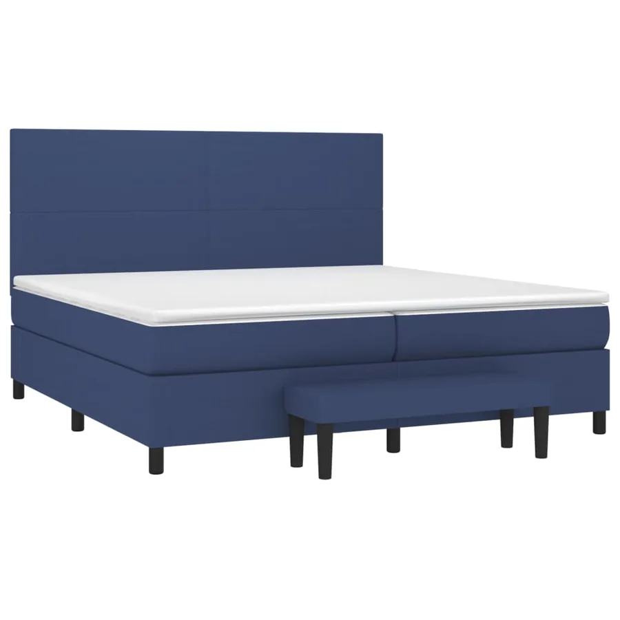 Sommier à lattes de lit avec matelas Bleu 200x200 cm Tissu - 3