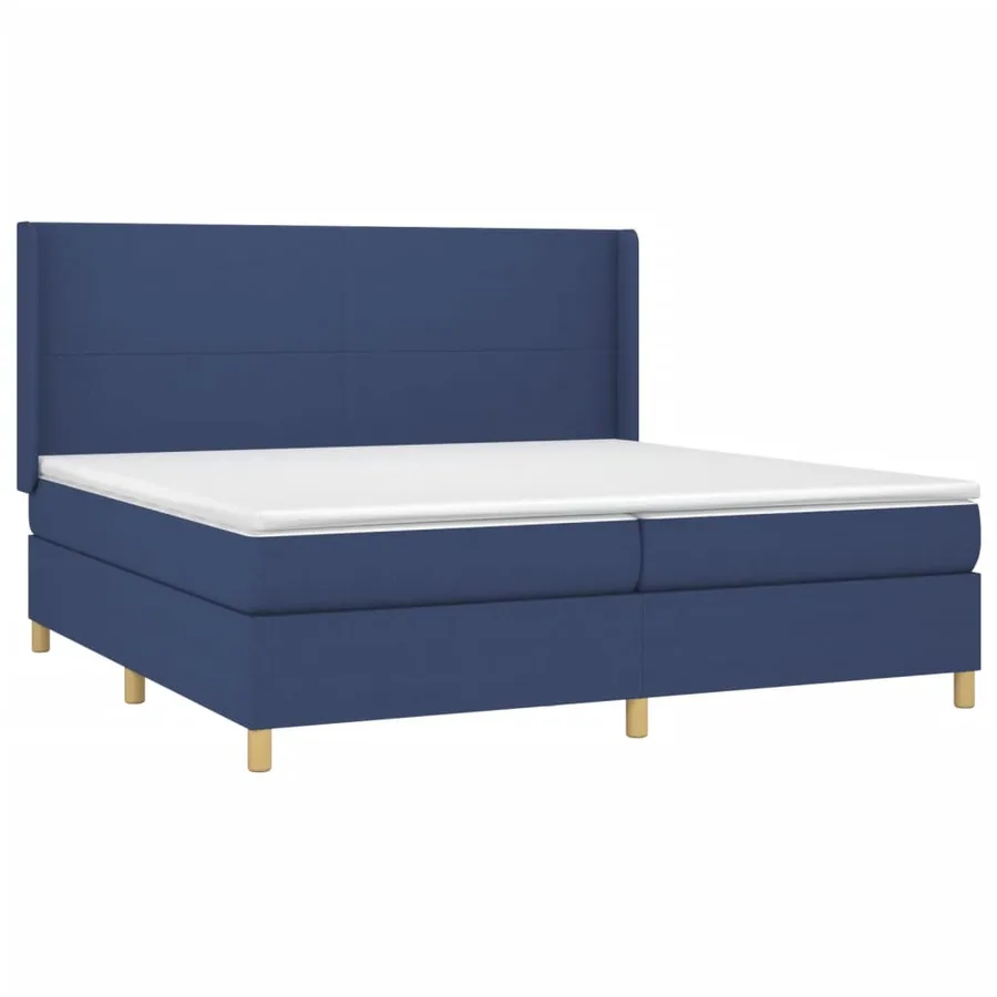 Sommier à lattes de lit matelas et LED Bleu 200x200 cm Tissu - 4