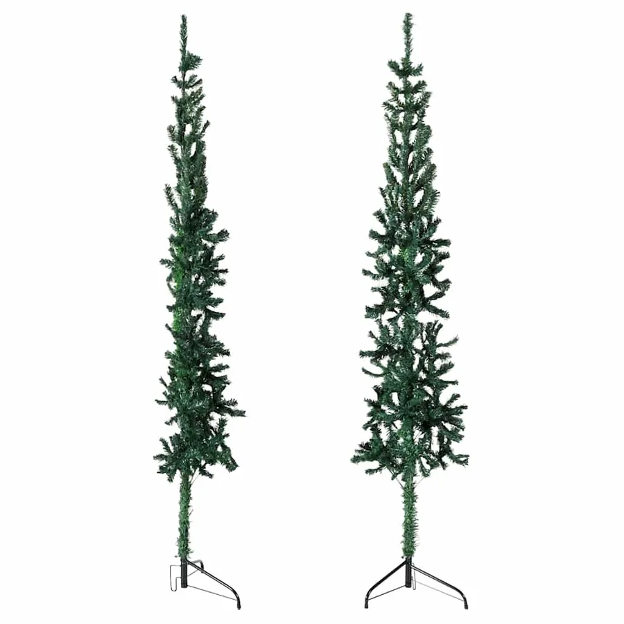 Demi sapin de Noël artificiel mince avec support Vert 120 cm - 4