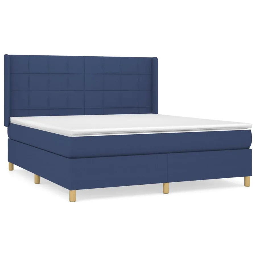 Sommier à lattes de lit avec matelas Bleu 180x200 cm Tissu - 2
