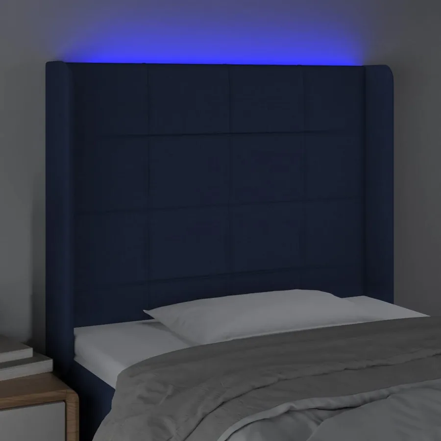 Tête de lit à LED Bleu 93x16x118/128 cm Tissu - 4