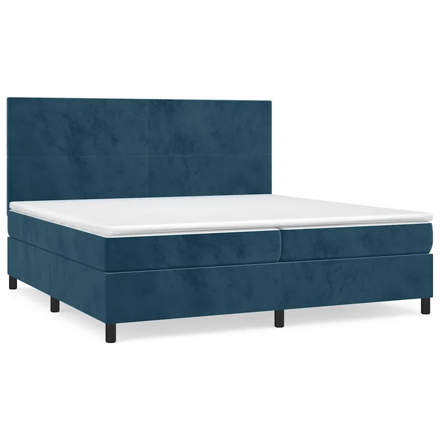 Sommier à lattes de lit et matelas Bleu foncé 200x200cm Velours - 2
