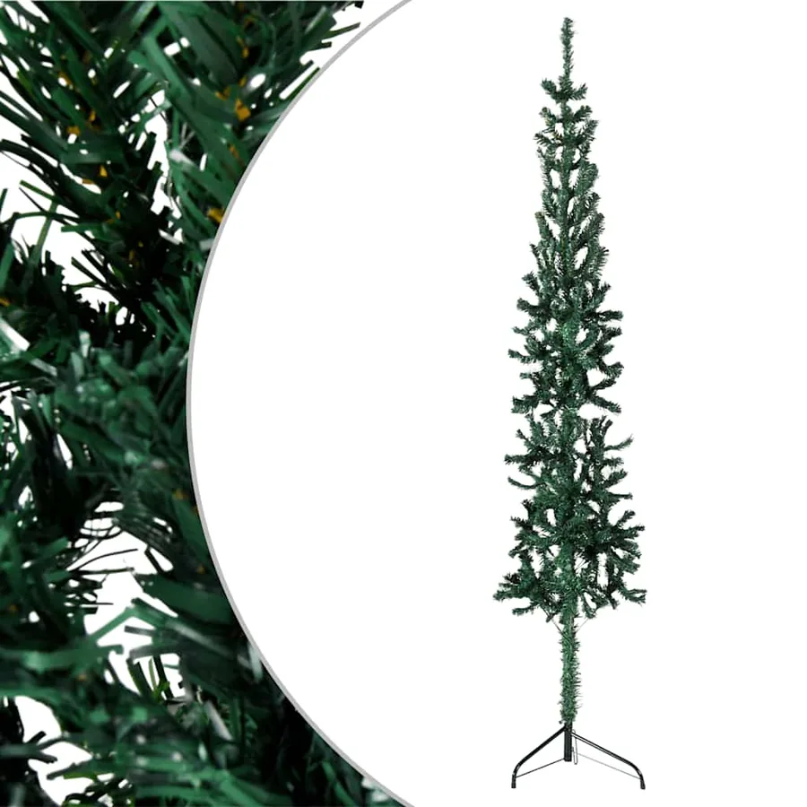 Demi sapin de Noël artificiel mince avec support Vert 150 cm - 3
