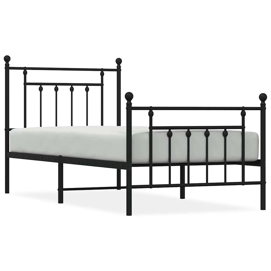 Cadre de lit métal sans matelas avec pied de lit noir 80x200 cm - 2