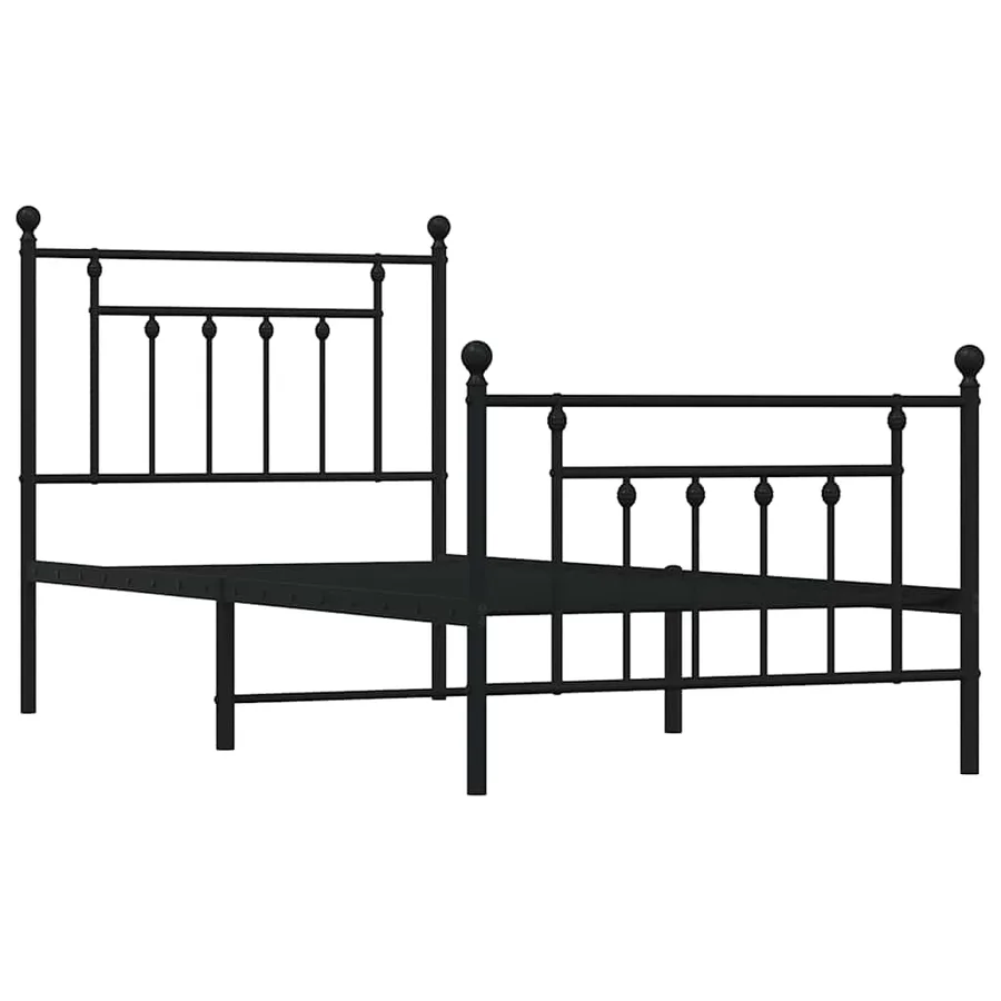 Cadre de lit métal sans matelas avec pied de lit noir 80x200 cm - 3