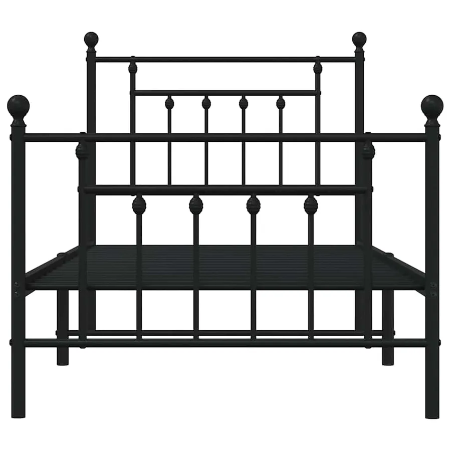 Cadre de lit métal sans matelas avec pied de lit noir 80x200 cm - 6