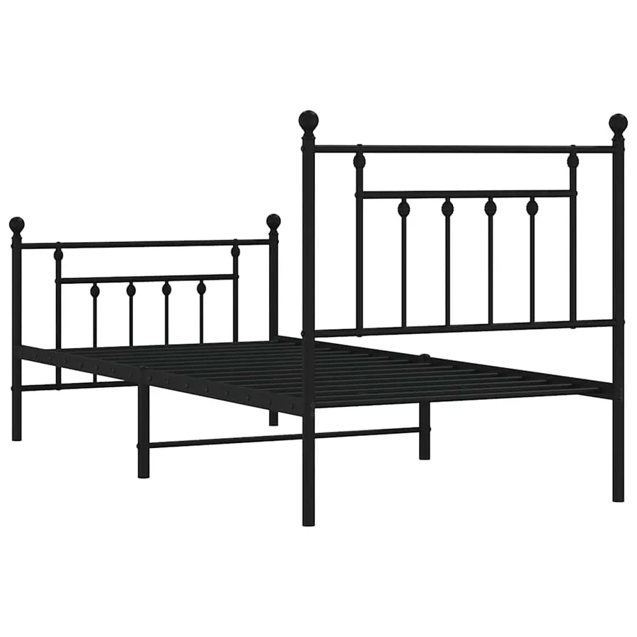 Cadre de lit métal sans matelas avec pied de lit noir 80x200 cm - 8