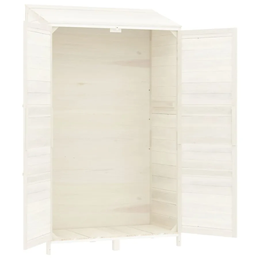 Remise de jardin Blanc 102x52x174,5 cm Bois de sapin solide - 7