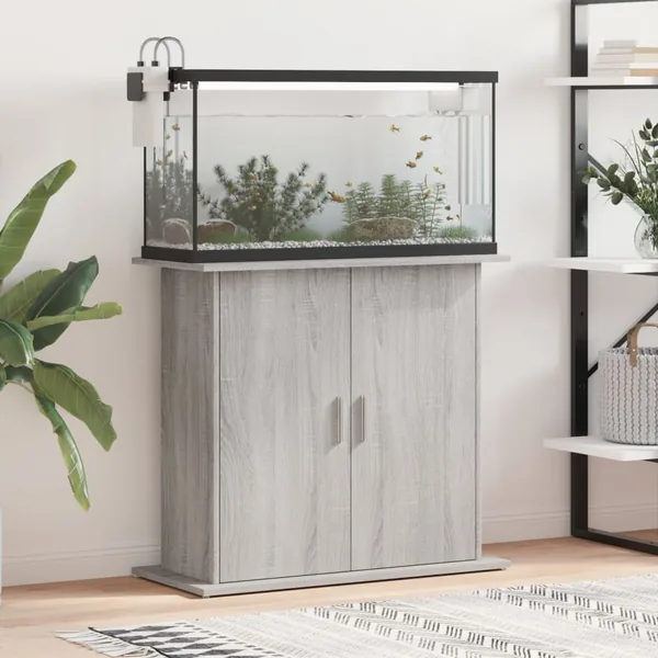 Support pour aquarium sonoma gris 81x36x73 cm bois d'ingénierie