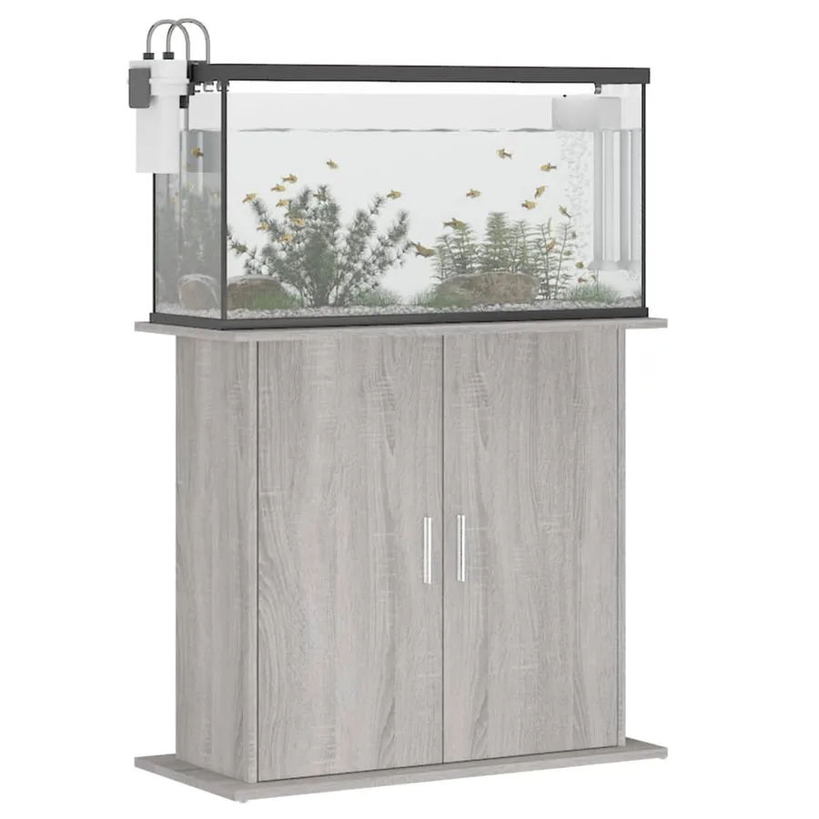 Support pour aquarium sonoma gris 81x36x73 cm bois d'ingénierie - 3