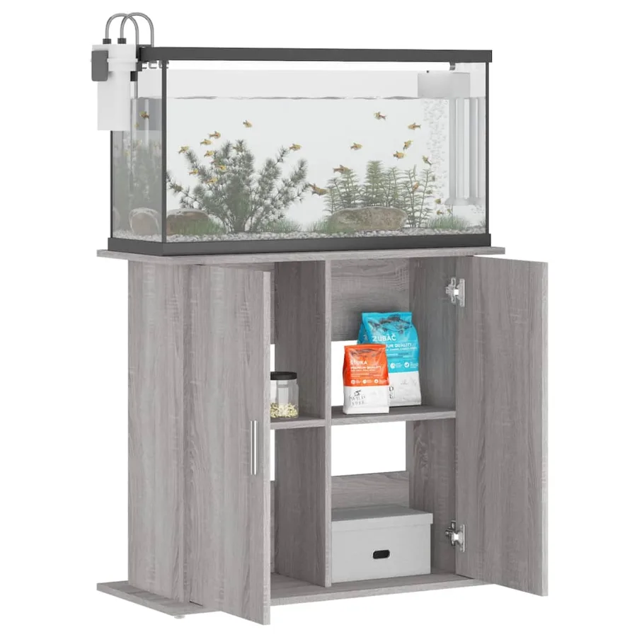 Support pour aquarium sonoma gris 81x36x73 cm bois d'ingénierie - 4