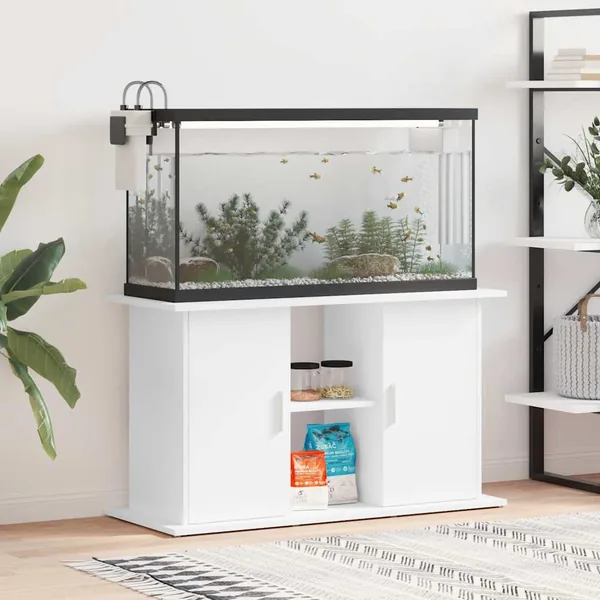 Support pour aquarium blanc 101x41x58 cm bois d'ingénierie