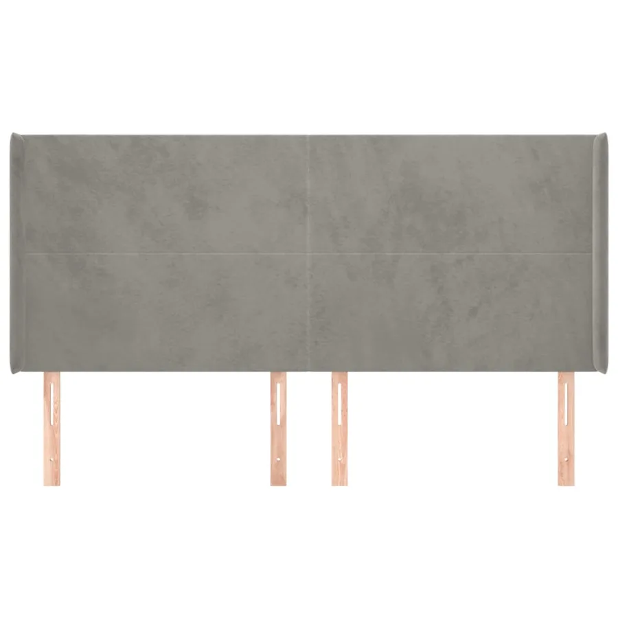 Tête de lit avec oreilles Gris clair 183x16x118/128 cm Velours - 3