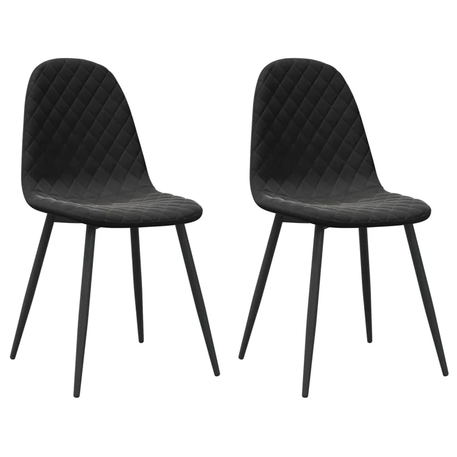 Chaises à manger lot de 2 Noir Velours - 2