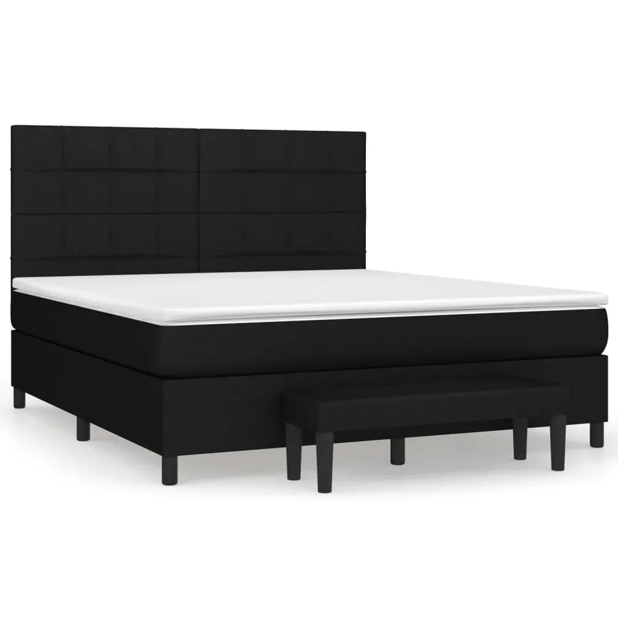 Sommier à lattes de lit avec matelas Noir 160x200 cm Tissu - 2