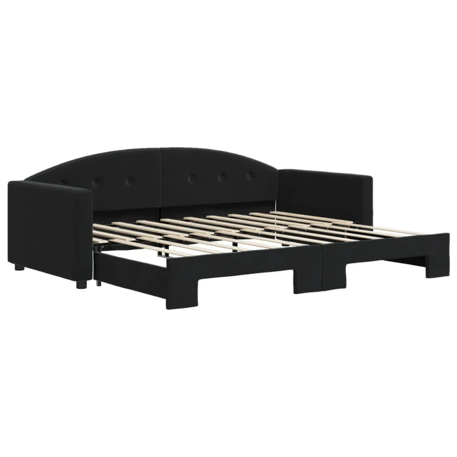 Lit de jour avec lit gigogne noir 90x190 cm velours - 2