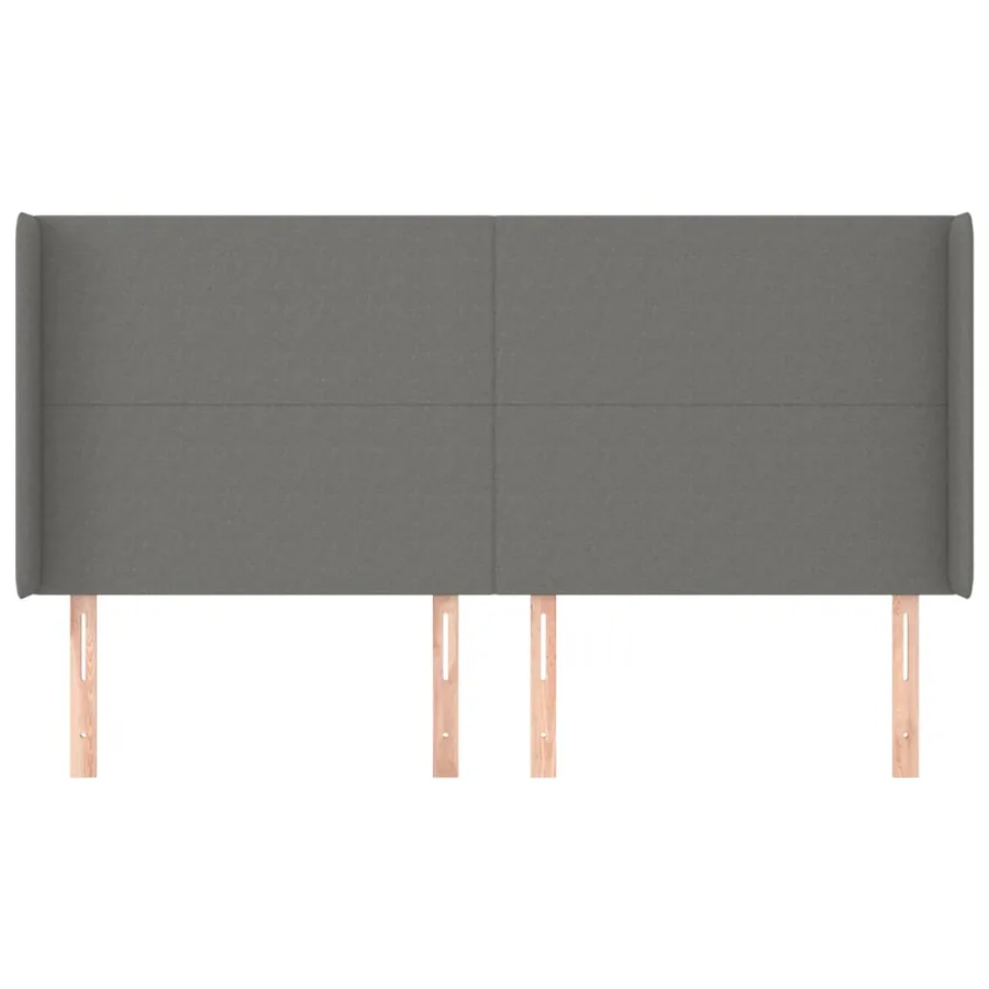 Tête de lit avec oreilles Gris foncé 183x16x118/128 cm Tissu - 3