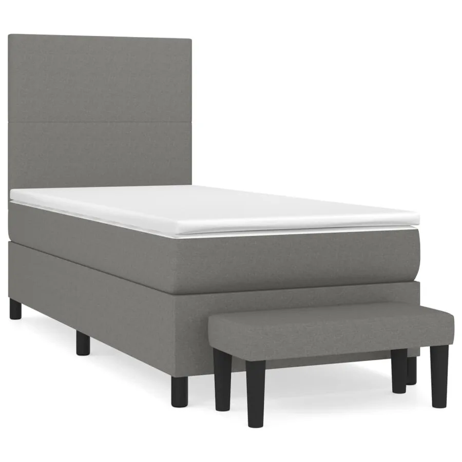 Sommier à lattes de lit avec matelas Gris foncé 90x200 cm Tissu - 2