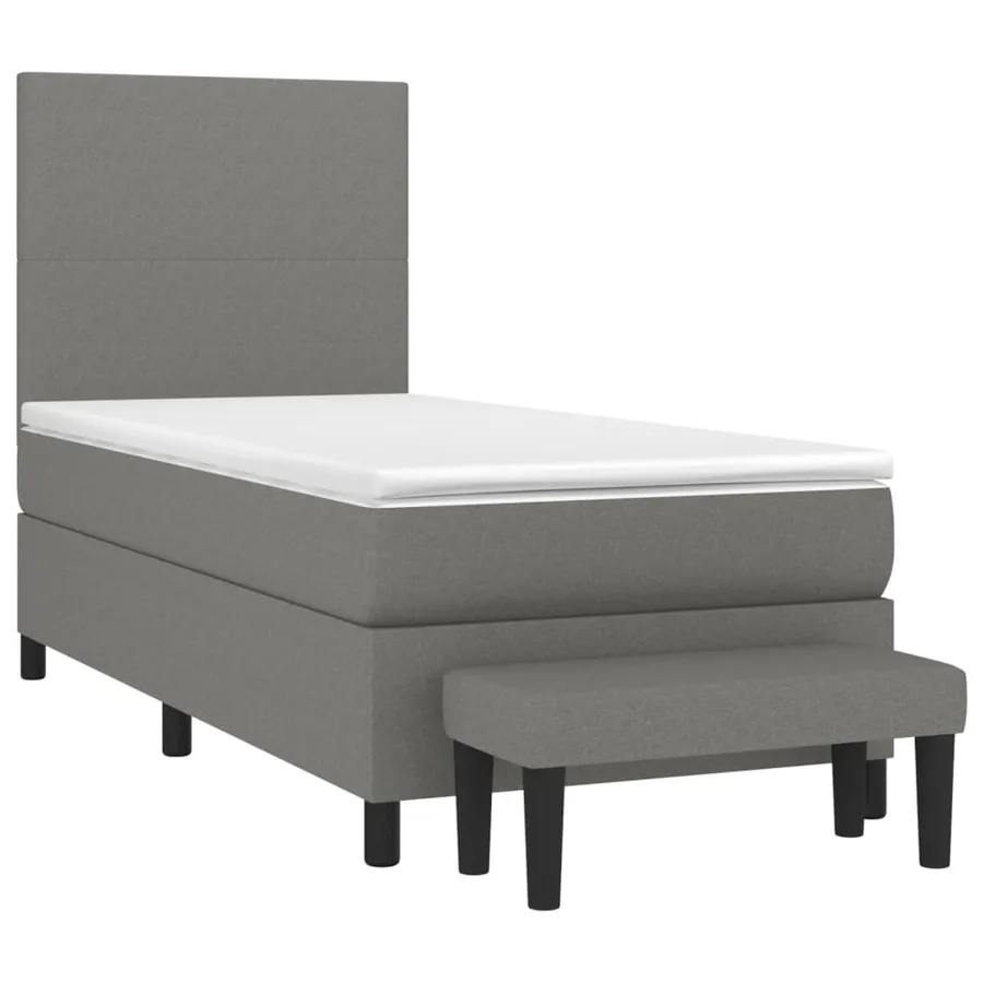 Sommier à lattes de lit avec matelas Gris foncé 90x200 cm Tissu - 3